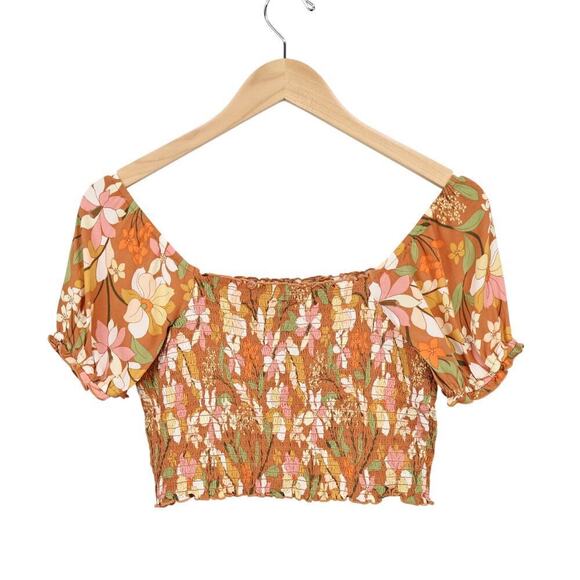 Aerie Smocked Floral Ditzy Babydoll Cropped Top Size Small NWT - Picture 6 of 6